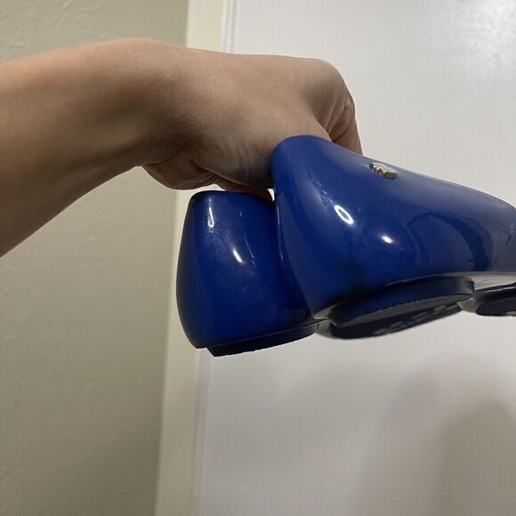 Melissa x Karl lagerfeld blue zipper rubber pointed toe flats size US 6 - Picture 2 of 7